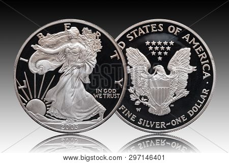 American Silver Eagle Dollar Coin Proof, Gradient Background