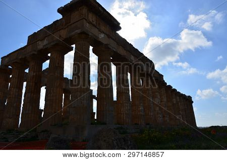 Selinunte, Sicily. Temple Of Hera, Ancient Greek Ruins In Italy, Doric Architecture.
