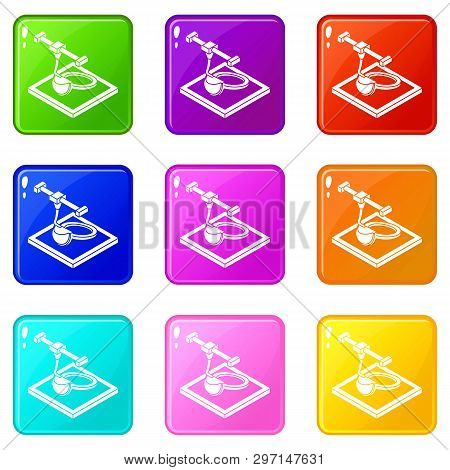 Ring D Printing Icons Set 9 Color Collection Isolated On White For Any Design