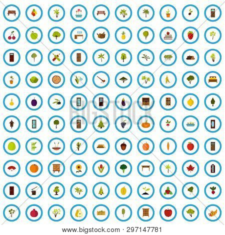 100 Tree Product Icons Set In Flat Style For Any Design Vector Illustration