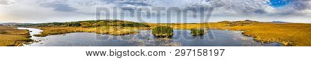 Aerial View Of Loch Mhin Leic Na Leabhar - Meenlecknalore Lough - Close To Dungloe In County Donegal