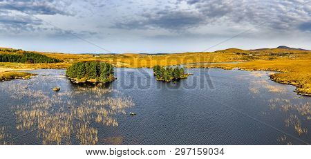 Aerial View Of Loch Mhin Leic Na Leabhar - Meenlecknalore Lough - Close To Dungloe In County Donegal