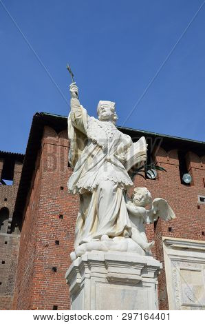 Sforza Castle Xv Century (castello Sforzesco) In Milan Lombardy Italy