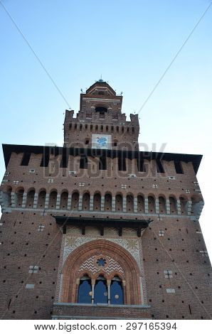 Sforza Castle Xv Century (castello Sforzesco) In Milan Lombardy Italy