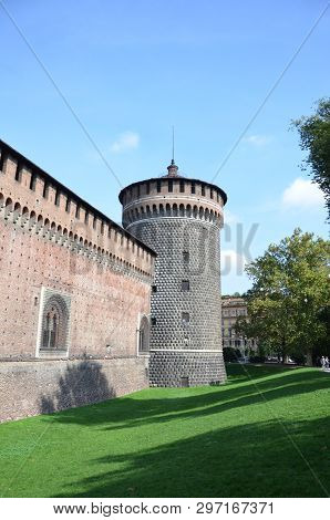 Sforza Castle Xv Century (castello Sforzesco) In Milan Lombardy Italy