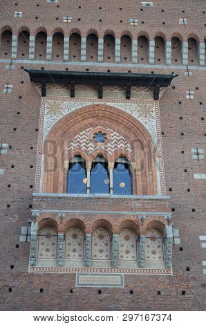 Sforza Castle Xv Century (castello Sforzesco) In Milan Lombardy Italy