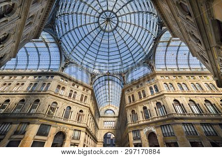 Naples, Italy, August 19, 2013: Shopping Gallery Galleria Umberto In Naples, Italy. Naples Historic 