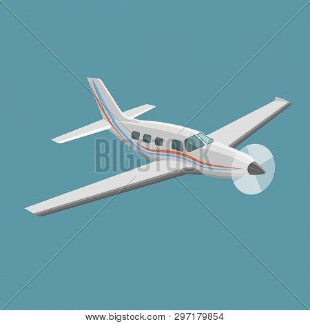 Small Plane Vector Illustration. Single Engine Propelled Aircraft.