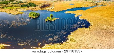 Aerial View Of Loch Mhin Leic Na Leabhar - Meenlecknalore Lough - Close To Dungloe In County Donegal