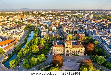 View Of The Palais Du Rhin And Saint-pierre-le-jeune Church In Strasbourg, France