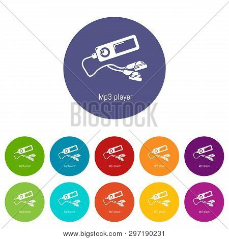 Mp3 Player Icons Color Set For Any Web Design On White Background