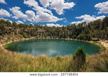 Round Lake Geologic Formation In Cuenca Province, Castilla La Mancha, Spain.