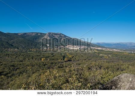 Panoramic View Of El Escorial Village And Guadarrama Mountains