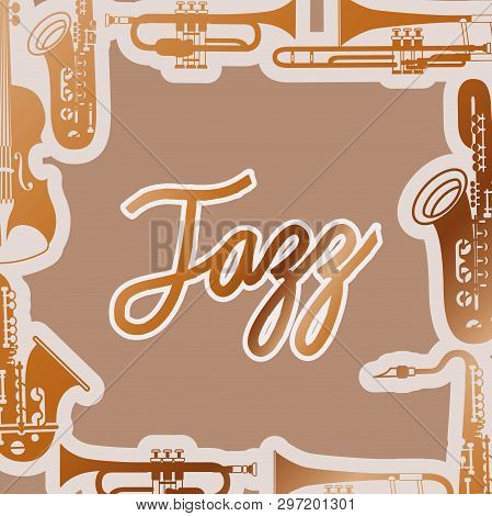 Jazz Day Poste With Instruments Background Vector Illustration Design