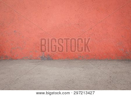 empty room with concrete wall, living coralliving coral background