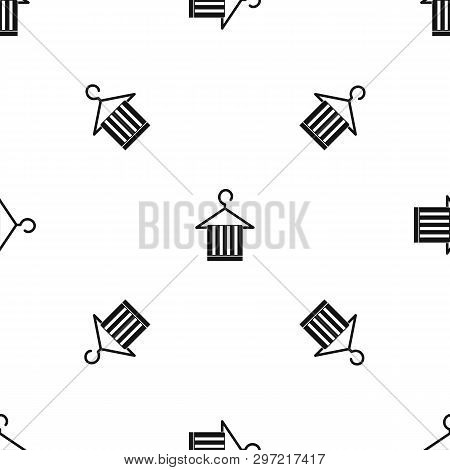 Scarf On A Coat Hanger Pattern Repeat Seamless In Black Color For Any Design. Geometric Illustration
