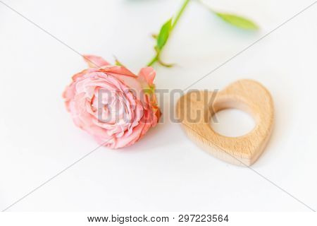 Newborn. Baby Accessories On A Light Background. Selective Focus.