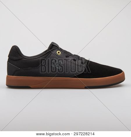 Vienna, Austria - August 7, 2017: Dc Plaza Tc S Black And Brown Sneaker On White Background.
