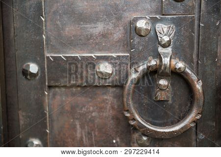 Old Rusty Gate Of The Ancient Monastery In Georgia For Graphic And Web Design, For Website Or Mobile