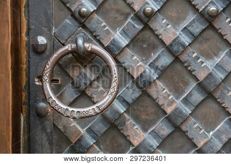Old Rusty Gate Of The Ancient Monastery In Georgia For Graphic And Web Design, For Website Or Mobile