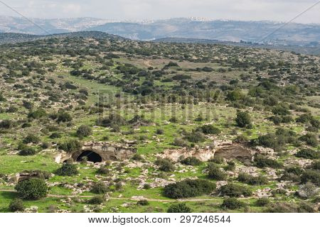 Entrances to the caves in National park Beit Guvrin, Israel