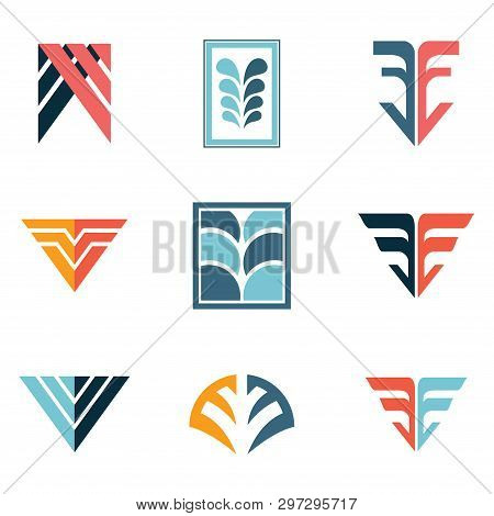 Abstract F - V - Ff - Vv - Fv- Letter Initial Logo Template