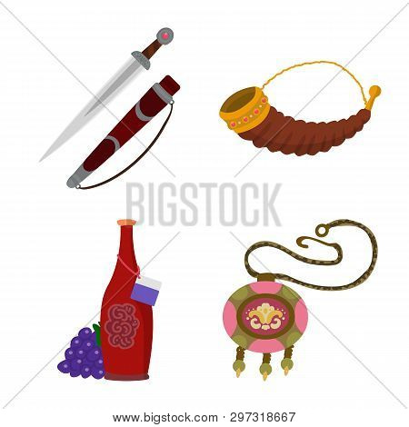Vector Design Of Caucasus And Traditions Symbol. Collection Of Caucasus And Attributes Stock Vector 