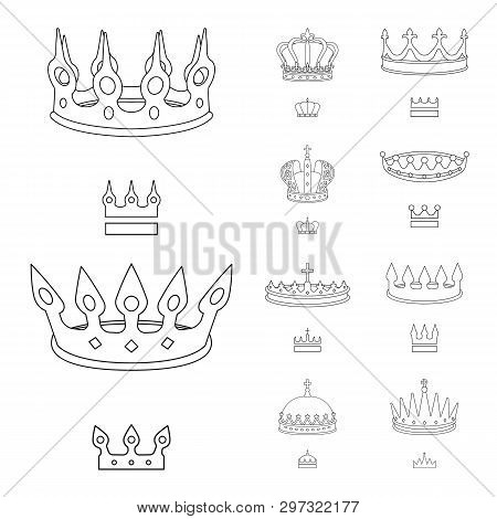 Vector Illustration Of Queen And Heraldic Icon. Set Of Queen And Vip Vector Icon For Stock.