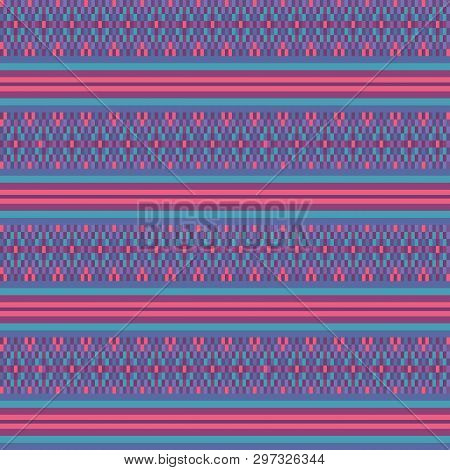 Colorful Pink Turquoise Woven Ethnic Geometric Striped Seamless Vector Pattern Background For Fabric