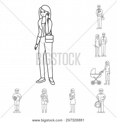 Vector Illustration Of Happy  And Character Symbol. Collection Of Happy  And Portrait Stock Vector I