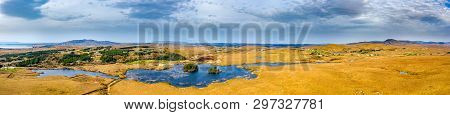 Aerial View Of Loch Mhin Leic Na Leabhar - Meenlecknalore Lough - Close To Dungloe In County Donegal
