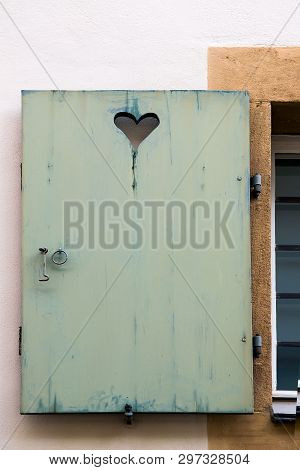 Open Window Shutter With Heart Symbol, Background