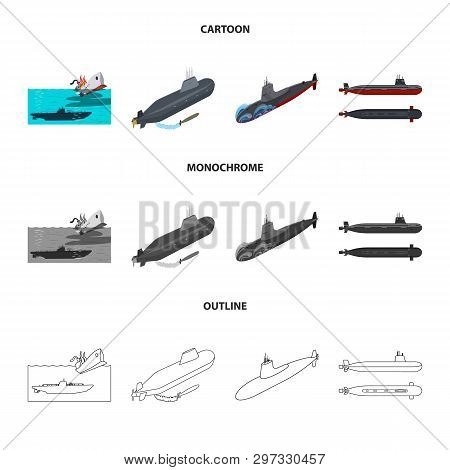 Vector Illustration Of War  And Ship Icon. Set Of War  And Fleet Vector Icon For Stock.