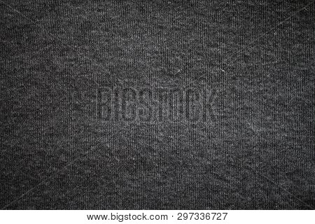 Dark Grey Background. Abstract Texture Of Fleecy Knitted Fabric.