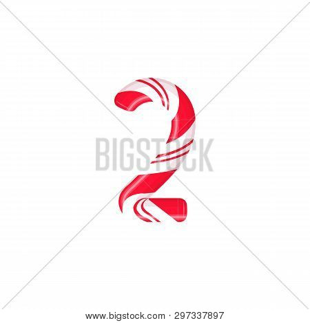 Cane Letter 2. Candy Font Elment. Sweet Candy, Lollipop Latin Letters. White Letter With Red Stripes