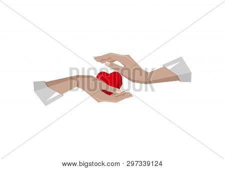 Heart In Hand Symbol, Sign, Icon, Logo Template For Charity, Health, Voluntary, Non Profit Organizat