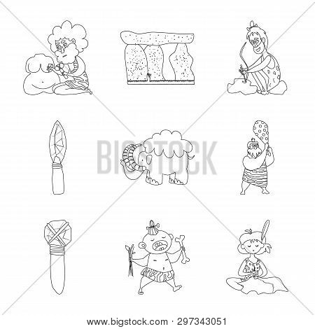 Vector Design Of Primitive  And Archeology Icon. Collection Of Primitive  And History  Stock Vector 