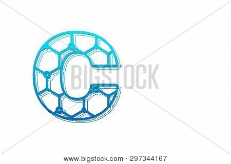 Letter C Logo Design Template With Hexagon Shape For Technology Background. Line Art Logo Type Desig