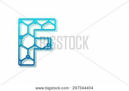 Letter F Logo Design Template With Hexagon Shape For Technology Background. Line Art Logo Type Desig