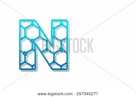 Letter N Logo Design Template With Hexagon Shape For Technology Background. Line Art Logo Type Desig
