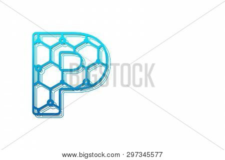 Letter P Logo Design Template With Hexagon Shape For Technology Background. Line Art Logo Type Desig