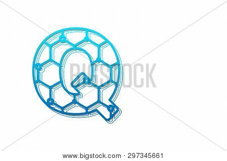 Letter Q Logo Design Template With Hexagon Shape For Technology Background. Line Art Logo Type Desig