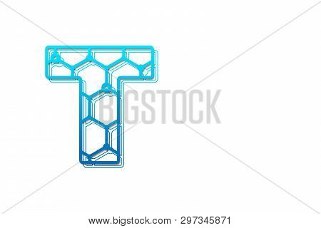 Letter T Logo Design Template With Hexagon Shape For Technology Background. Line Art Logo Type Desig
