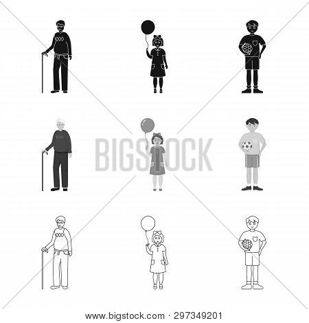 Vector Design Of Character And Avatar  Symbol. Collection Of Character And Portrait Vector Icon For 