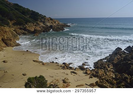 View Of The Beach Cala Del Morto In Chia