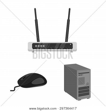 Vector Illustration Of Laptop And Device Icon. Set Of Laptop And Server Vector Icon For Stock.