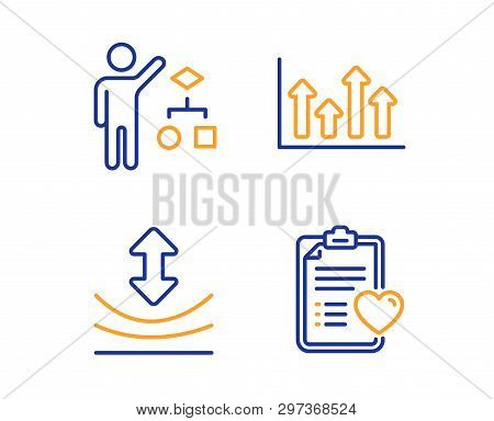 Resilience, Algorithm And Upper Arrows Icons Simple Set. Patient History Sign. Elastic, Developers J