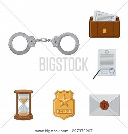 Isolated Object Of Law And Lawyer Icon. Collection Of Law And Justice Stock Vector Illustration.