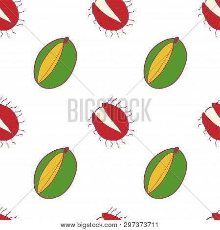Fruit Mango And Rambutan Seamless Pattern, Great Design For Any Purposes. Hand Drawn Fabric Texture 