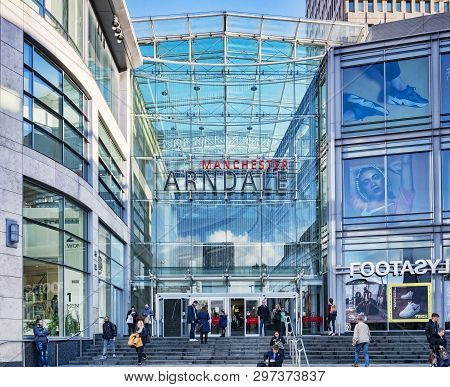 2 November 2018: Manchester, Uk -  Corporation Street Entrance To The Manchester Arndale Shopping Ce